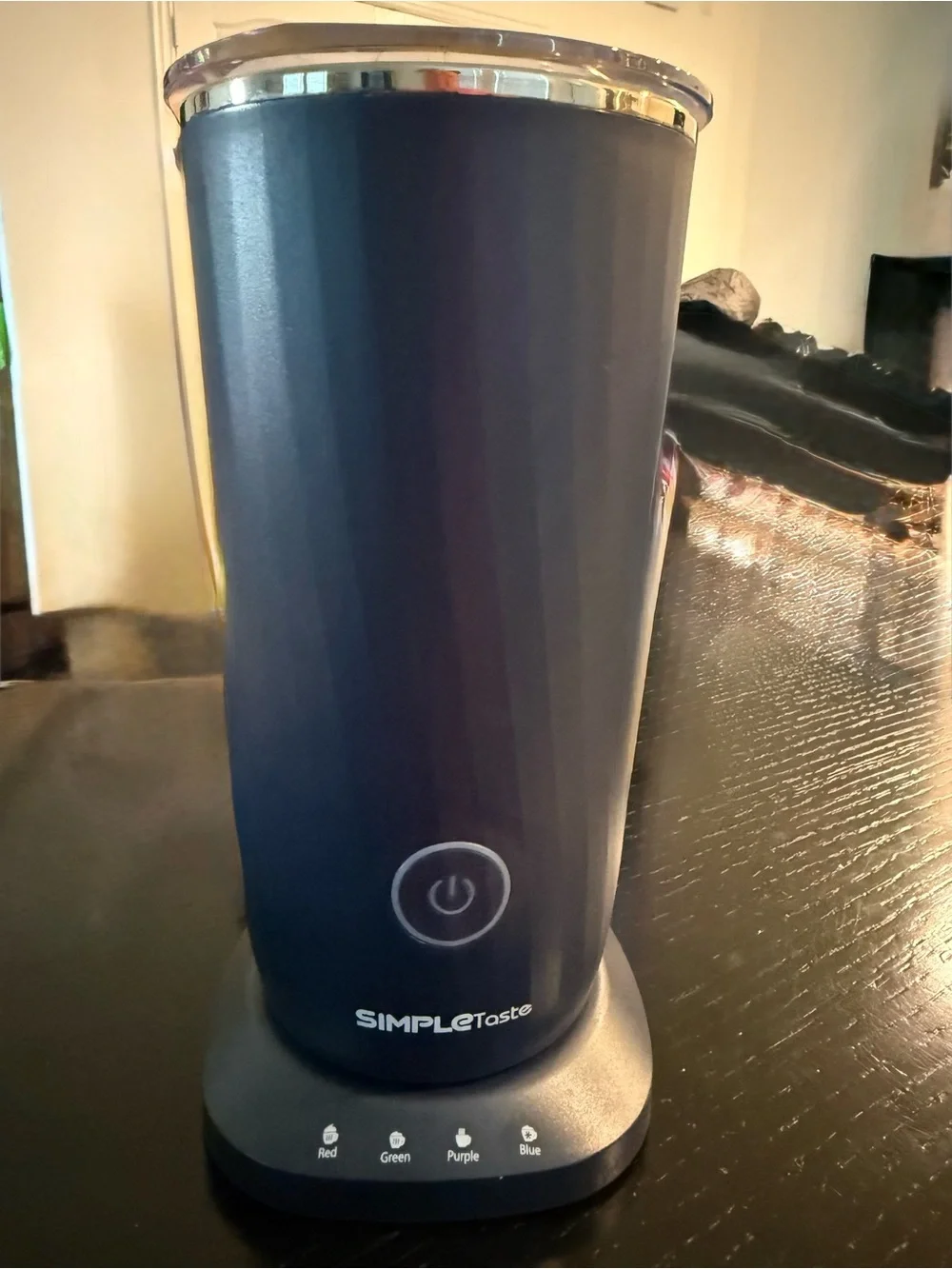 Simple Electric Milk Frother Lid with Yellow Warning Label